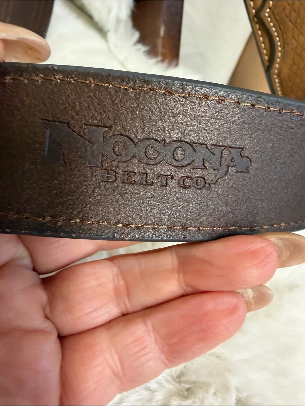 Nocona Men's Brown Leather Beaded Western Belt Size 44